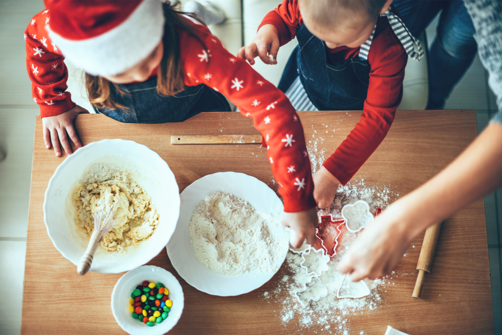 Family baking for the holidays